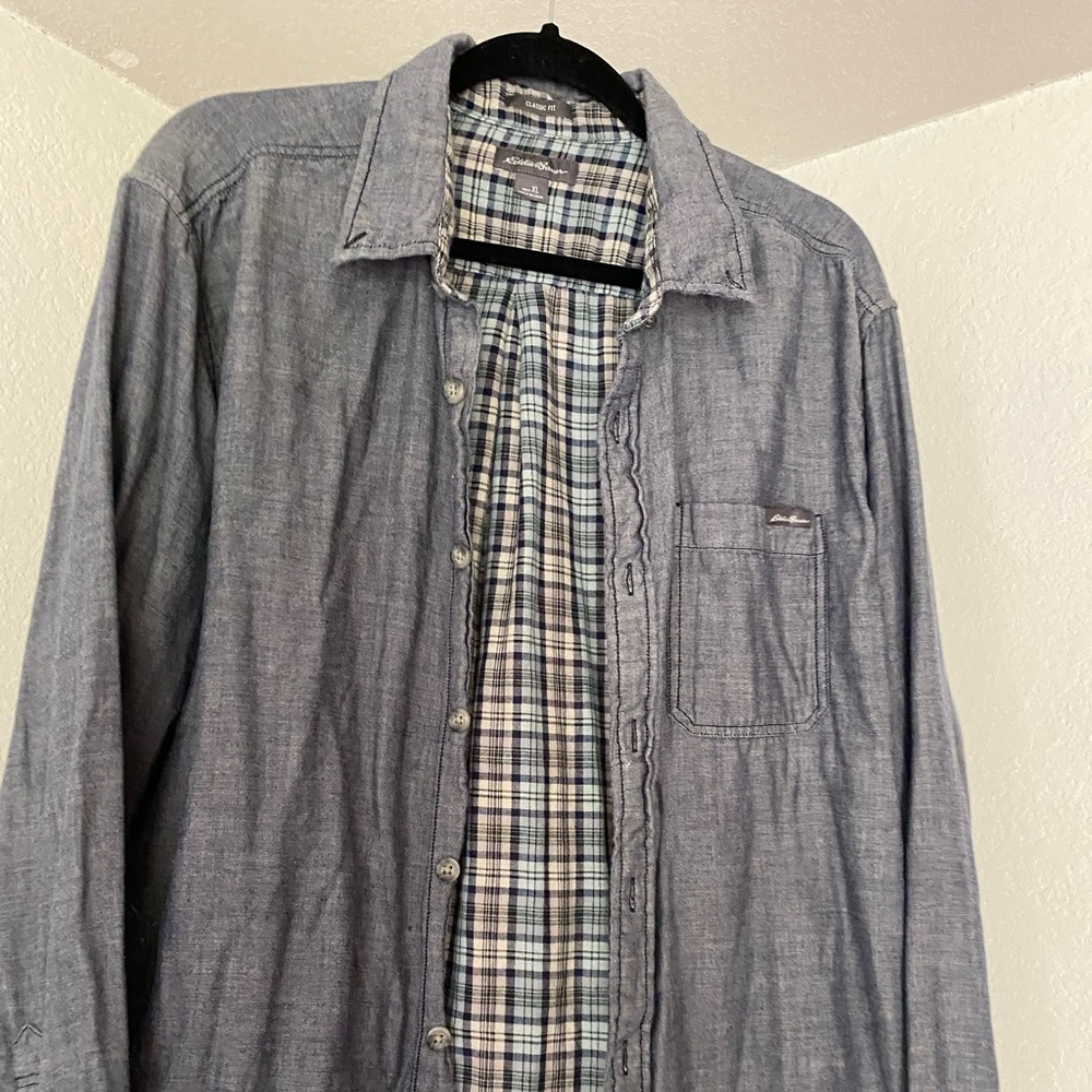 Eddie Bower Classic Fit light Flannel XL Mens